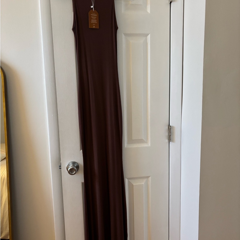 ReoRia Chocolate Brown Sleeveless Maxi Dress - Picture 2 of 5